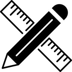 Isolated icon of a pencil and ruler. Concept of planning, management and science.