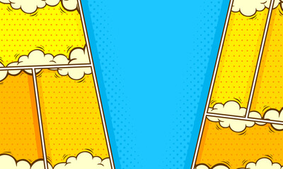 Colorful comic pop art page scene background with cloud © anggi wibisono