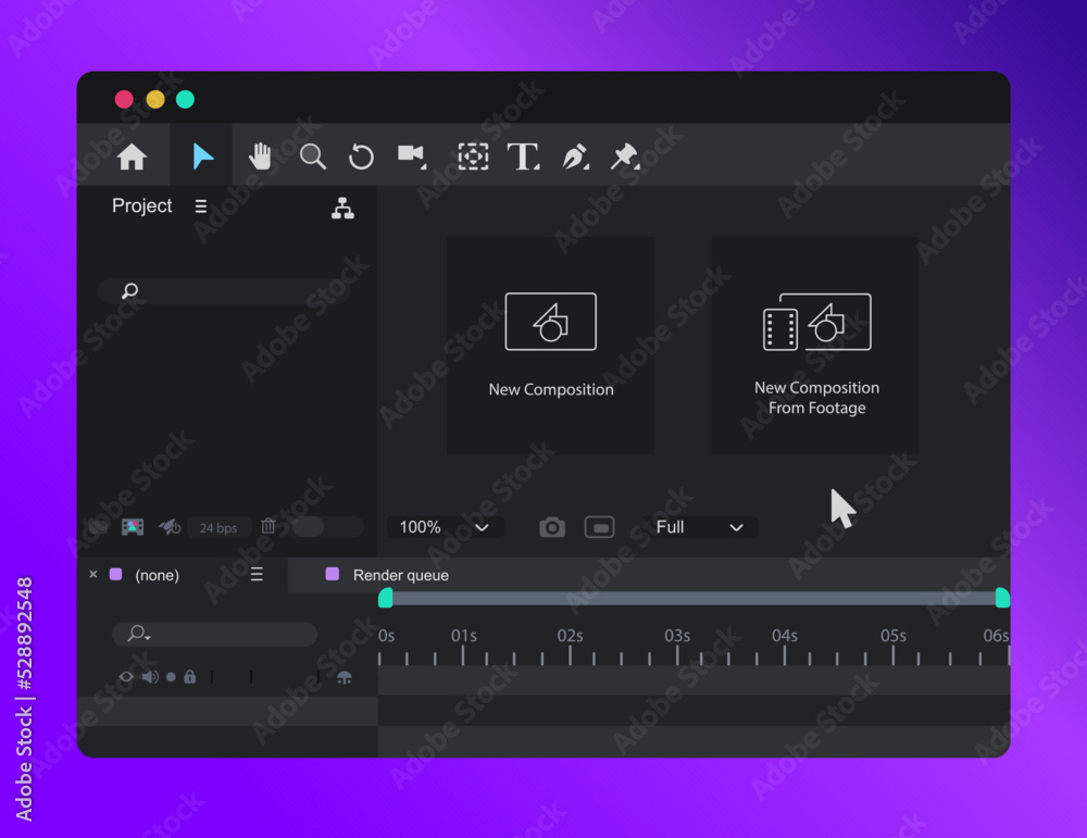 Poster start of a new project. program window. interface