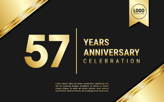 57 Years Anniversary template design. Golden Anniversary Celebration, vector illustration.