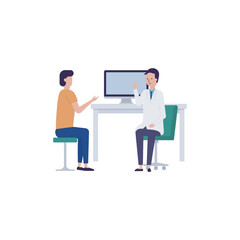 男性の患者さんに検査結果を説明する男性医師のイラスト素材｜mayucolor03