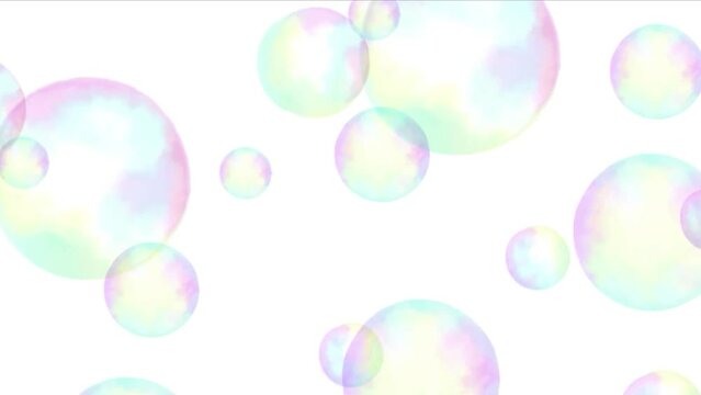 watercolor hand drawn flying soap bubbles