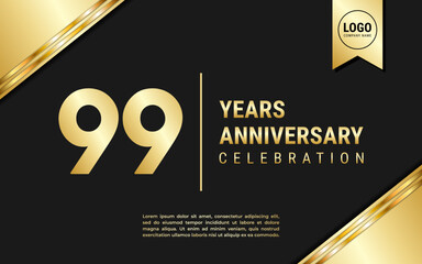 99 Years Anniversary template design. Golden Anniversary Celebration, vector illustration.