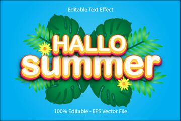 HALLO SUMMER Editable 3 d text effect emboss style design