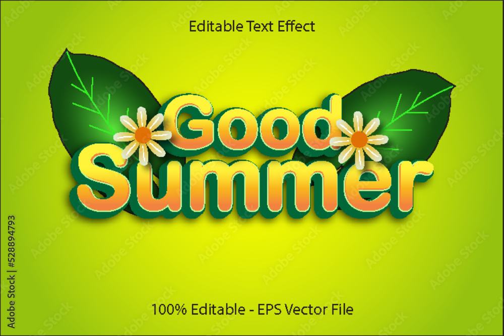 Fototapete good summer editable text effect 3d emboss cartoon style design