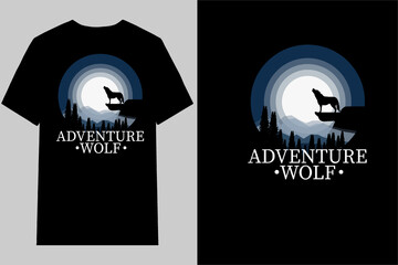 Adventure Wolf T Shirt Design Retro Vintage