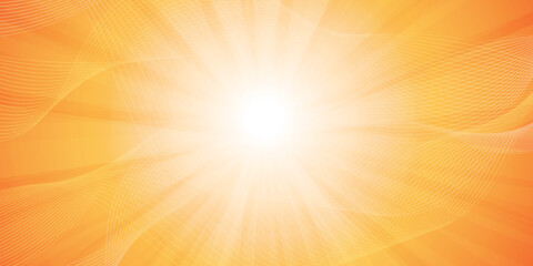 Obraz premium Orange Bright Sun Rays with Transparent 3D Wavy Grid Overlays - Multi Purpose Abstract Design, Illustration in Editable Vector Format