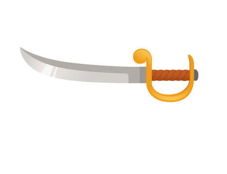 Pirate saber medieval weapon vector illustration on white background