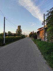 Fototapeta na wymiar cottage road, rural landscape