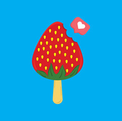 kawaii cute strawberry vector design illustration art