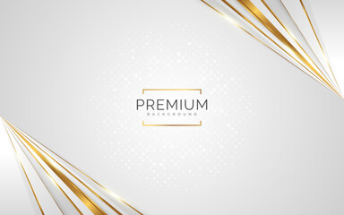 Luxury White and Gold Background with Golden Lines and Paper Cut Style. Premium Gray and Gold Background for Award, Nomination, Ceremony, Formal Invitation or Certificate Design