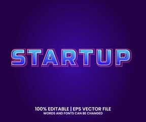 Startup Glow Text Effect. Editable Text Effect. Suitable for Technology Design Content