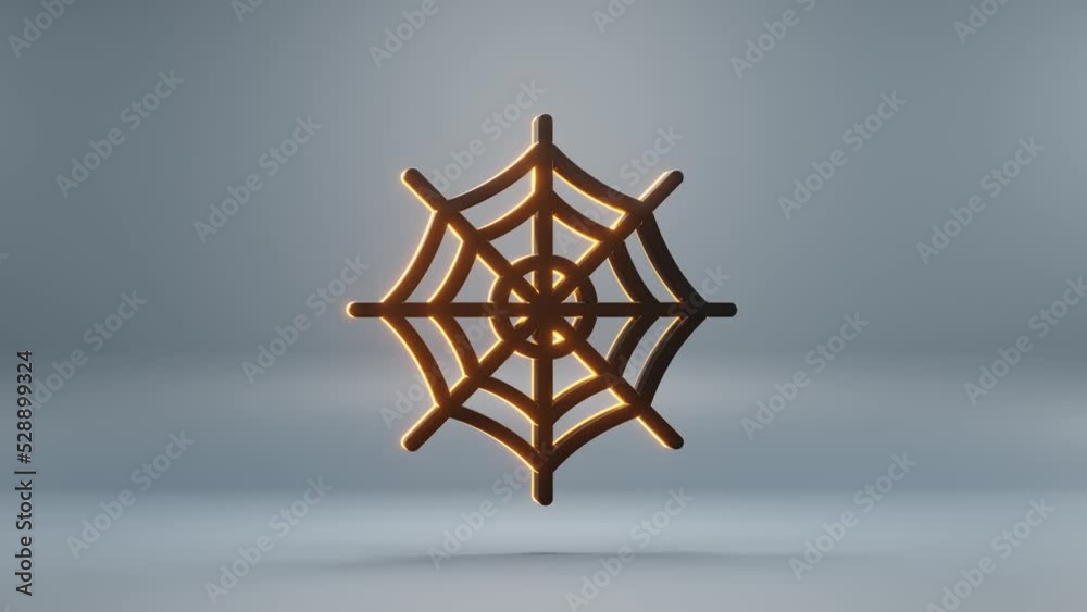 Fototapete Beautiful abstract Halloween, black Web with orange light symbol on a blue background . 3d rendering illustration. Background pattern for design. Halloween day. loops video.