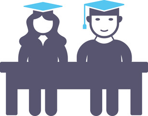 Unique Students Sitting Vector Icon