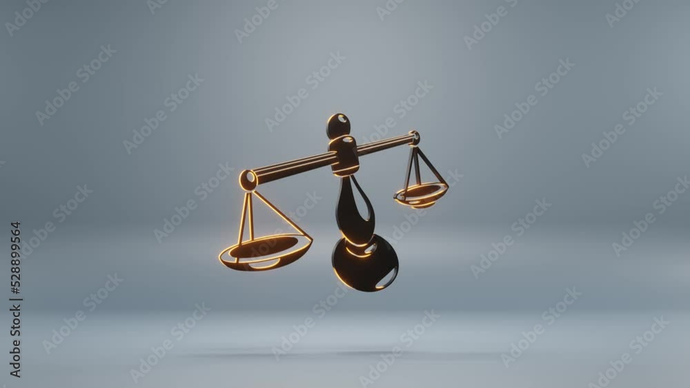 Aufkleber beautiful black zodiac sign libra with yellow light symbol icons on a blue background. 3d rendering 