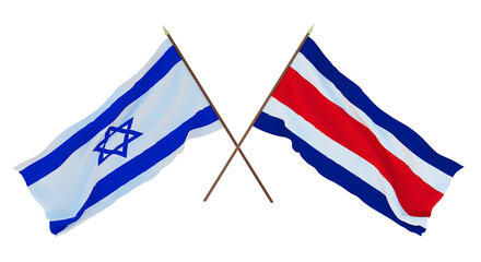 Background, 3D render for designers, illustrators. National Independence Day. Flags Israel and Thailand