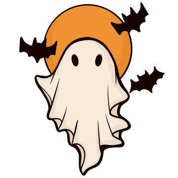 retro ghost halloween cute illustration vintage cartoon ghost cloth