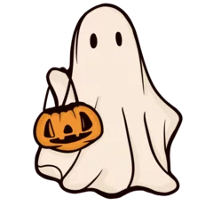 Deurstickers retro ghost halloween cute illustration vintage cartoon ghost cloth © dodomo