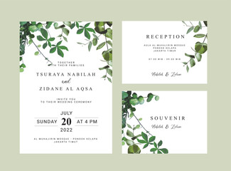 Floral plant minimalism simple wedding invitation