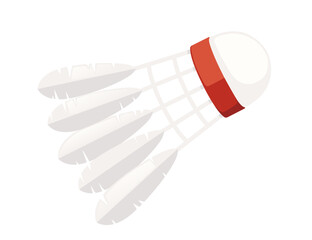 White and red shuttlecock for badminton vector illustration isolated on white background