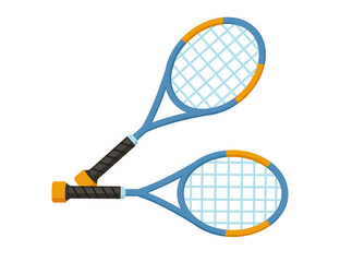 Blue and yellow tennis racket for sport activity vector illustration isolated on white background