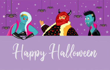 Boo Funny vampire. Halloween character. Scary and terrible vampire. Happy Halloween