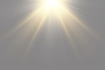 Golden particles of light. Golden light. Light flare.Stars isolated on transparent background.