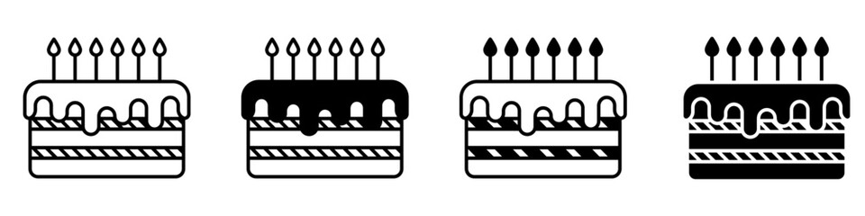 Cake icon vector set. dessert illustration sign collection. sweet symbol or logo.