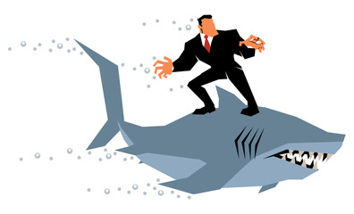 Businessman Riding Shark