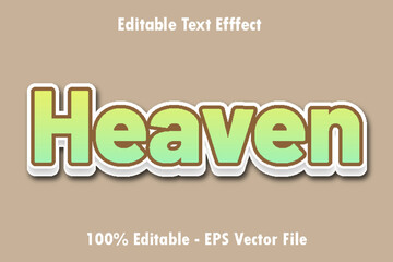 Heaven Text Effect 3 D Emboss Gradient style Design
