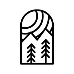 tree and sun for nature monoline badge illustrations. emblems design in a classic and minimalist style. a nature on frame for a creative design