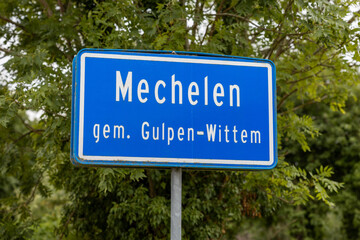 Dutch place name sign of the village of Mechelen in the municipality of Gulpen-Wittem