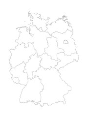 Obraz premium Map of Germany vector illustration in white. Each state is separated on layer. Interactive country with border in black and states in white. 