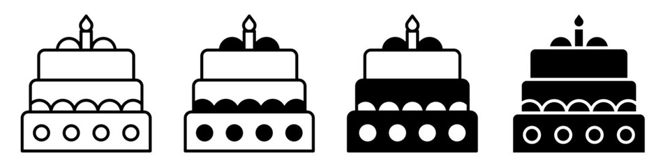 Cake icon vector set. dessert illustration sign collection. sweet symbol or logo.