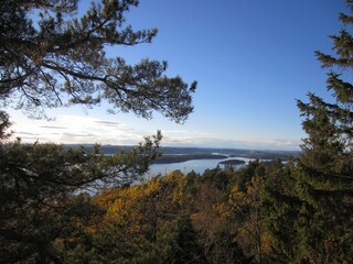 Beautiful fjord on a sunny autumn day in Norway