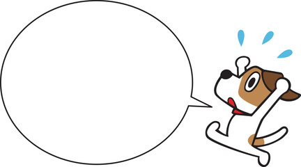 ジャックラッセルテリア犬　大慌て　ふきだし