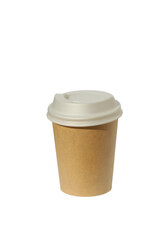 Blank kraft paper cup for ecology product design mock-up.