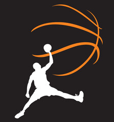 Hand drawn of a silhouette a basketball, vector illustration