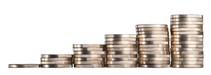 Rising stacks with cropped coins