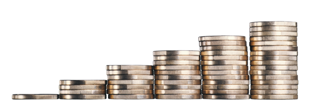 Rising stacks with cropped coins