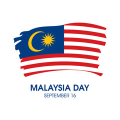 Malaysia Day public holiday vector. Paintbrush malaysian flag isolated on a white background vector. Abstract grunge Flag of Malaysia drawing. September 16. Important day