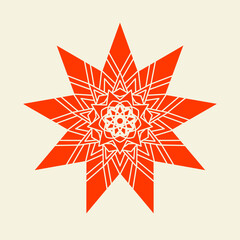 mandala of color dark orange with a pastel background vector illustration design