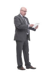 business man with a digital tablet.isolated on a white background.