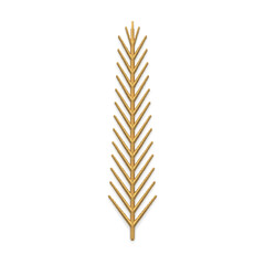 Premium golden metallic vertical pine branch realistic simple Christmas toy decorative design vector