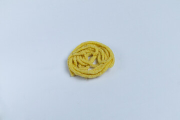 Kerupuk mie or Noodle crackers, with a white background, snacks from Indonesia that are usually eaten as a side dish