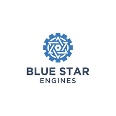 Blue Star Engines Logo Vector Business