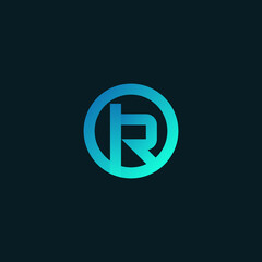 Abstract and Modern Letter R Logo Design in Blue and Green Gradient Style. Futuristic Letter R Logo or Icon
