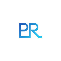 Initial P and R Logo with Abstract and Modern Concept. PR Logo with Blue Line Style