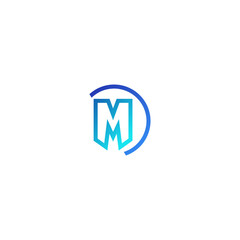 Blue Letter M Logo with Semicircle Symbol. Abstract Letter M Logo or Icon