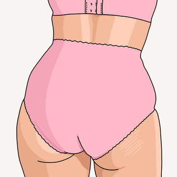 Illustration of a full figured woman wearing pink underwear
